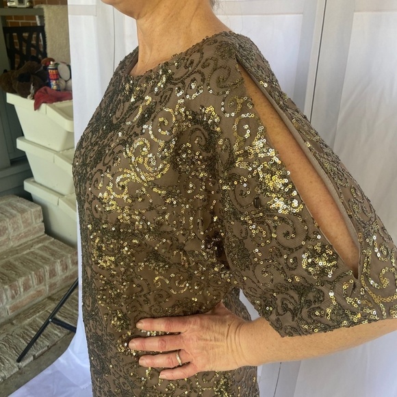 **LAST CHANCE** SCARLETT Taupe holiday party sequined dress size 8 - Picture 3 of 9
